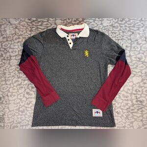 Kids Long Sleeve Polo Shirt - Gray and Red